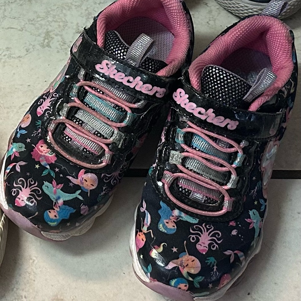 Skechers Kids' Black and Pink Mermaid Sneakers